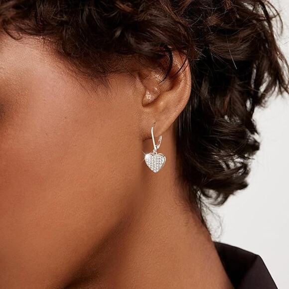 925 Sterling Silver 14K Gold Plated Heart Waterdrop Dangle Earring for Women - Picture 5 of 5